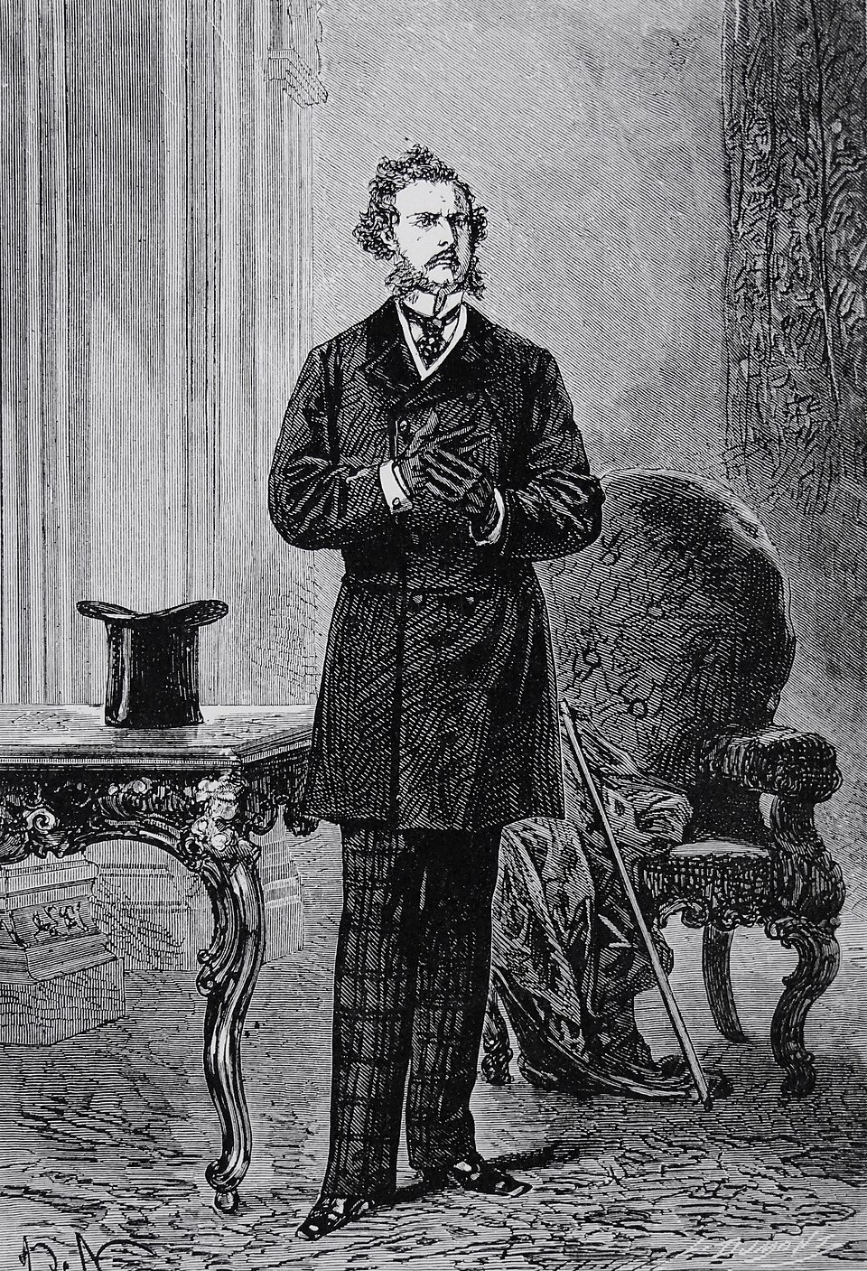 Phileas Fogg, engraving by Alphonse de Neuville, 1872
